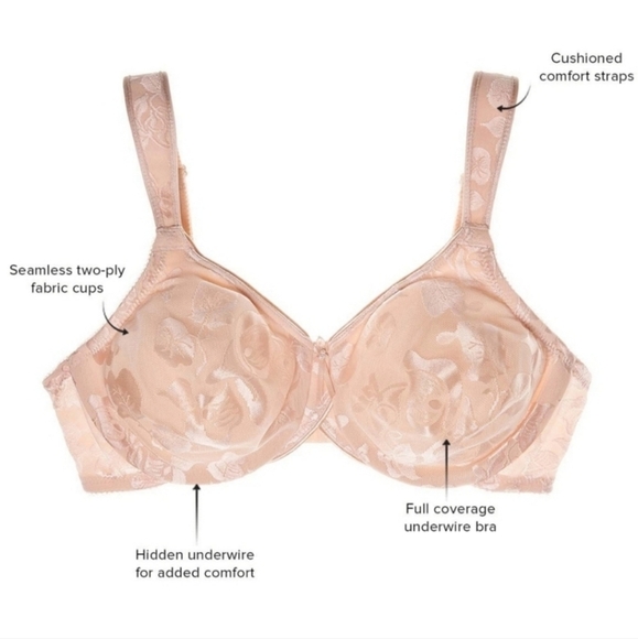 Wacoal Awareness Underwire Unpadded Bra Nude Beige 32DD Comfort Lingerie - Picture 2 of 6
